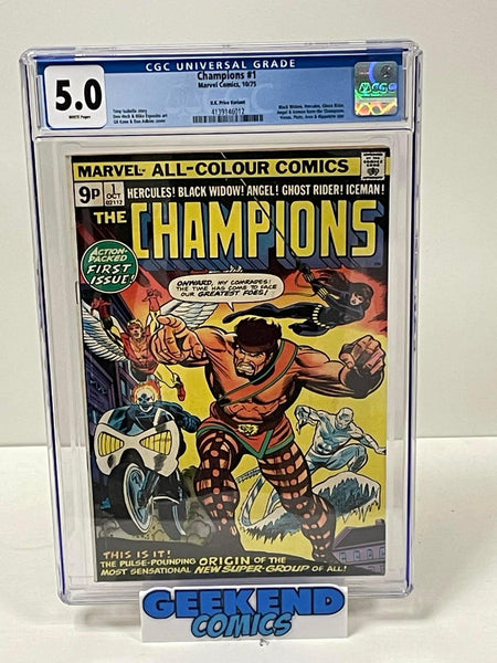 CHAMPIONS #1 - 1975 CGC 5.0 - BLACK WIDOW - GHOST RIDER - Rare Book - Geekend Comics