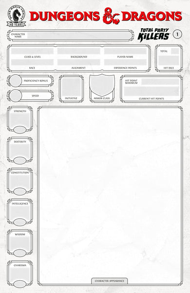 Dungeons & Dragons: Total Party Killers #1 (Cover E) (Blank Cover Character Sheet)