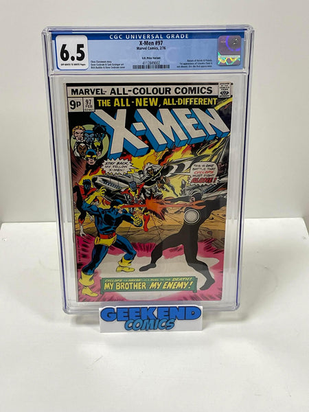 X-Men #97 Marvel 1976 - Havok/Polaris 1st Lilandra Claremont CGC 6.5 pence variant - Geekend Comics