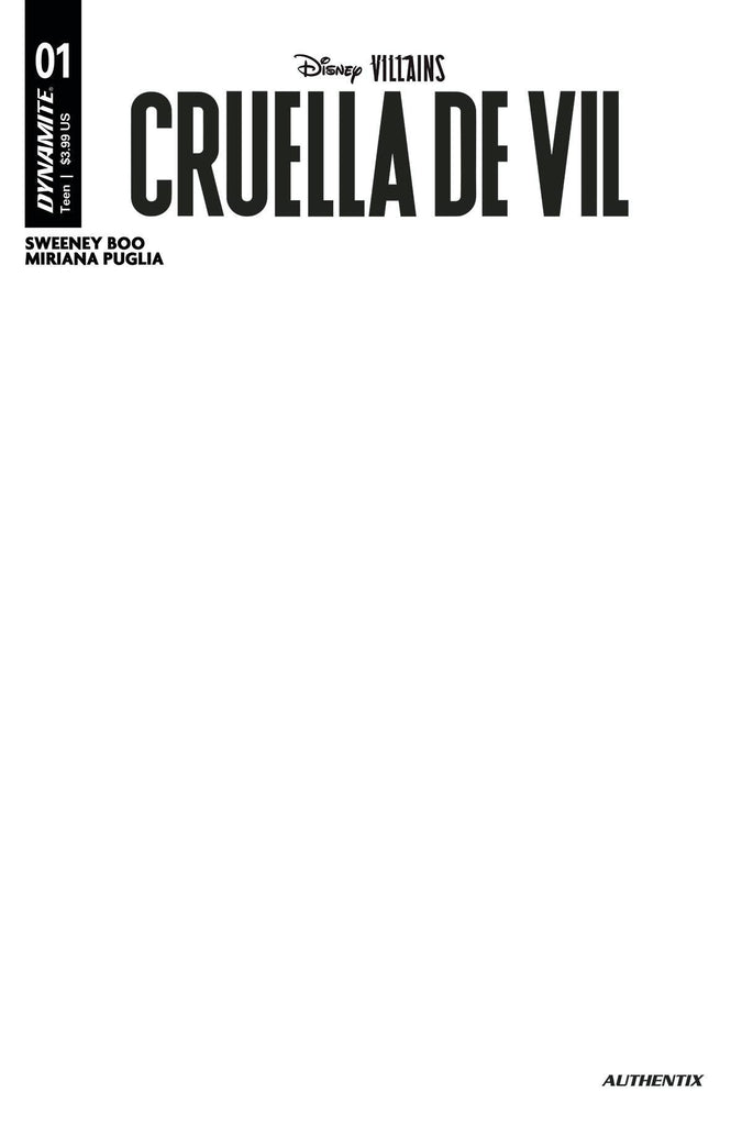 DISNEY VILLAINS CRUELLA DE VIL #1 CVR E BLANK AUTHENTIX - Geekend Comics