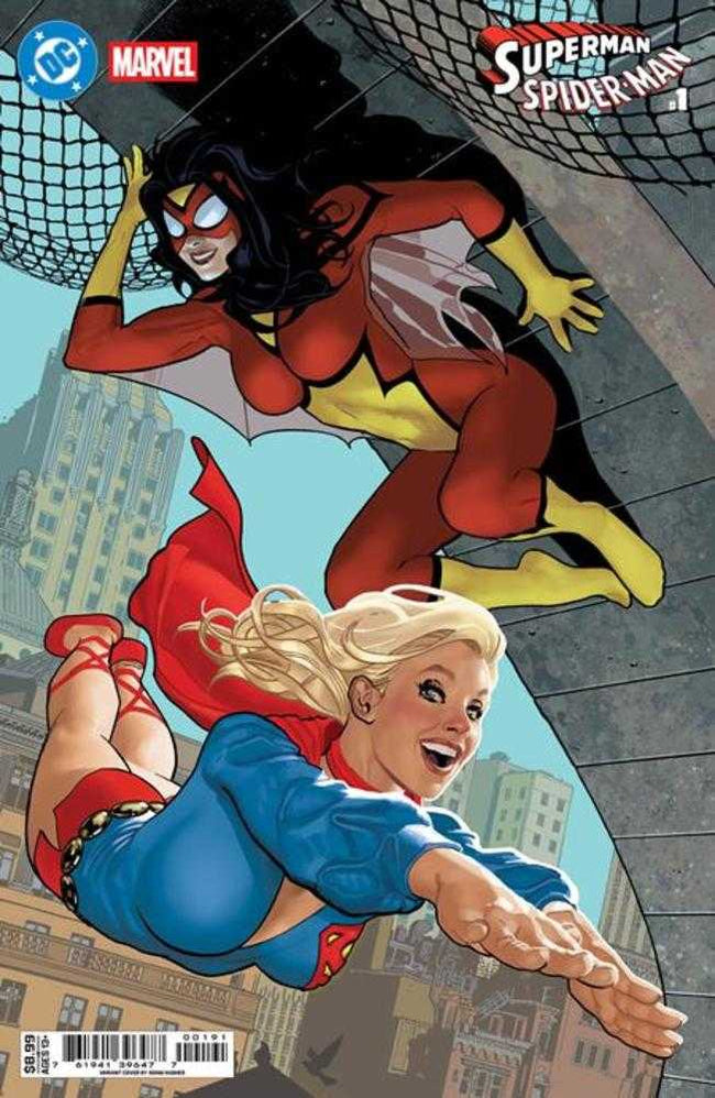 DC Marvel Superman Spider-Man #1 (One Shot) Cover I Adam Hughes Supergirl 70 S & Spider Woman 70 S Card Stock Variant