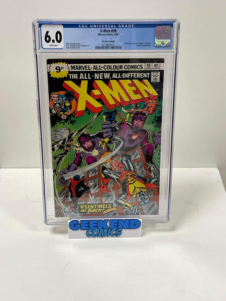 X-MEN # 98 APR 1976 Sentinels & Kirby Lee Cameos CGC Grade 6.0 Marvel Comic pence - Geekend Comics