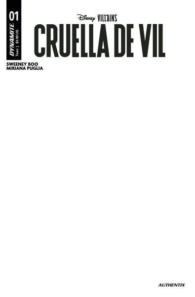 DISNEY VILLAINS CRUELLA DE VIL #1 CVR E BLANK AUTHENTIX - Geekend Comics